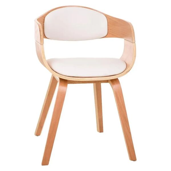 sediadaufficio sedia per sala attesa / riunioni butan, esclusivo design in legno color faggio e imbottitura rivestita in pelle color bianco
