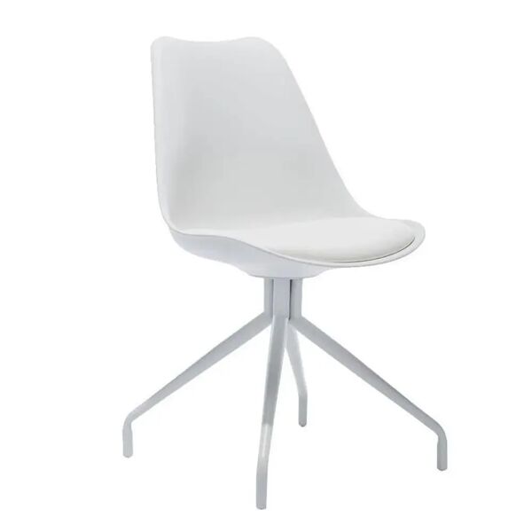 sediadaufficio sedia di design per ospiti recula, stile originale con base in metallo e seduta in pelle bianca