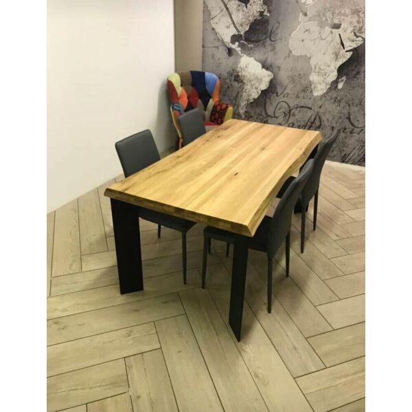 tavolo da pranzo in legno massello spessore 6 con gambe in metallo 160 x 90