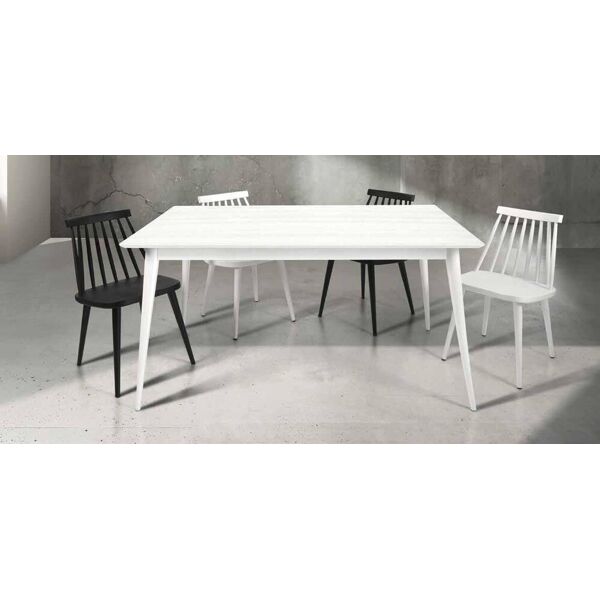 tavolo da pranzo allungabile in legno piano abete spazzolato bianco 140 x 85