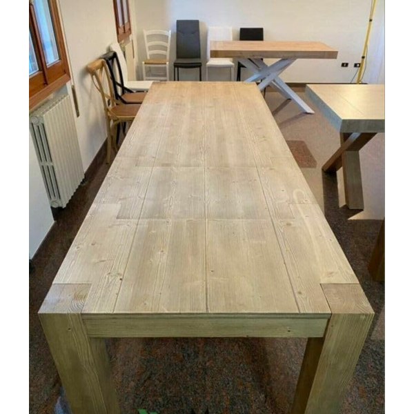 tavolo da pranzo allungabile in legno abete naturale moderno 160x90 cm