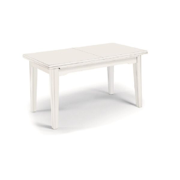 tavolo pranzo allungabile in legno massello bianco opaco 160x85 cm