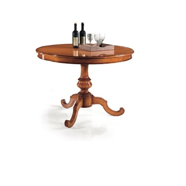 tavolo rotondo in stile classico in legno massello noce 120x120 cm