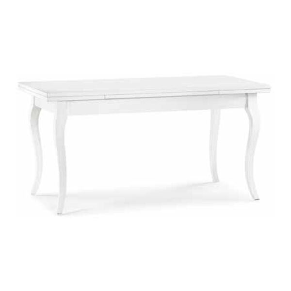 tavolo da pranzo classico in legno massello bianco opaco 160x85 cm