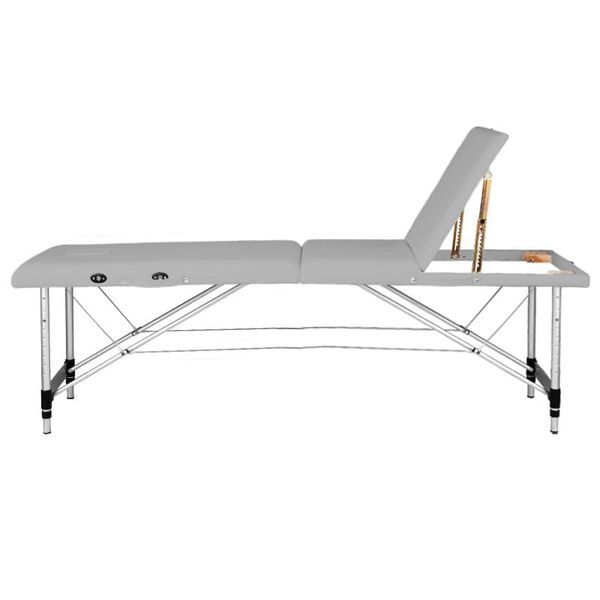 lettino da massaggio pieghevole in alluminio schienale reclinabile, poggiatesta e con borsa per trasporto