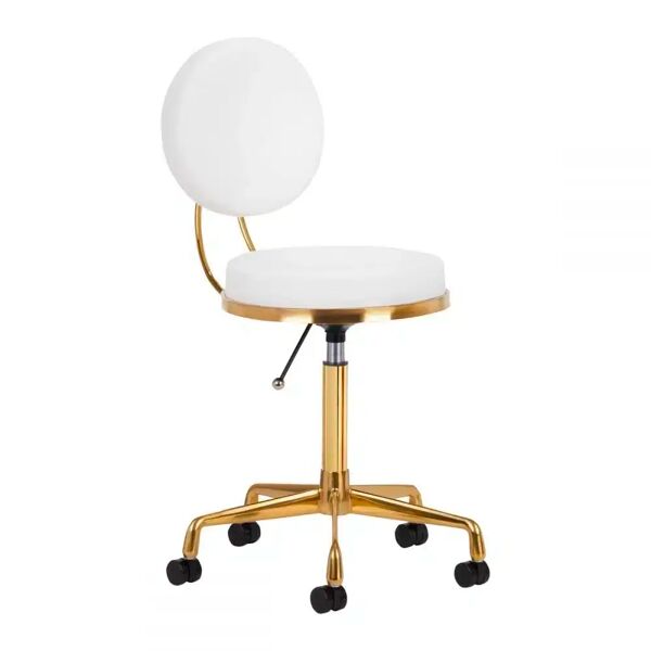 sgabello per estetista con schienale alzata regolabile sedia con ruote oro e bianco