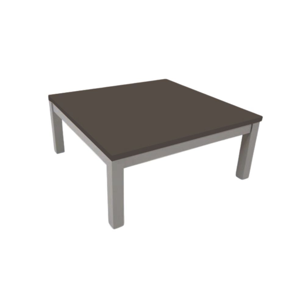 Toscohome Tavolino da salotto quadrato 80 cm struttura color grigio e piano fango - Tratto