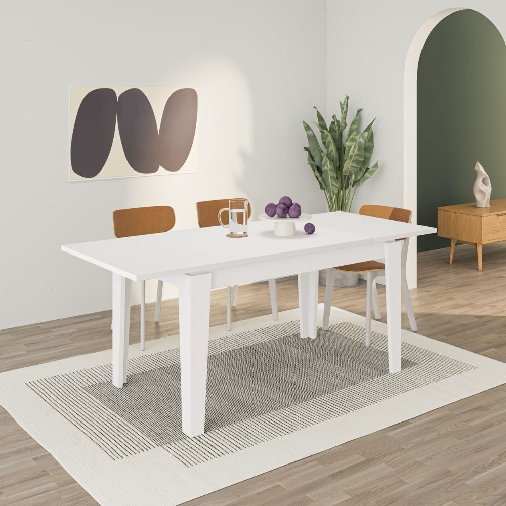 Toscohome Tavolo allungabile 140x80 cm in legno colore bianco - Tolmen