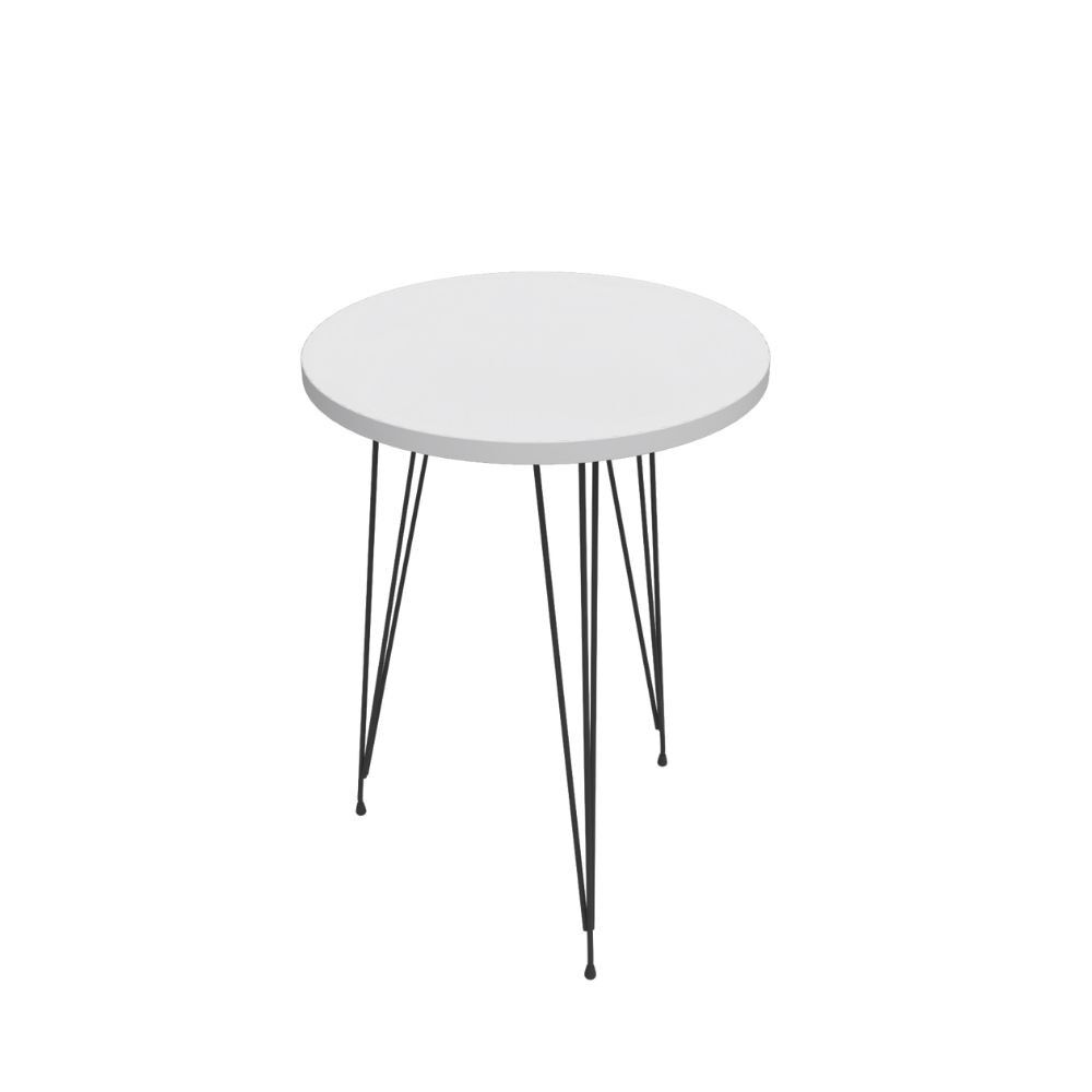 Toscohome Tavolino da salotto tondo 35x50h colore bianco e gambe metallo nero Nisa
