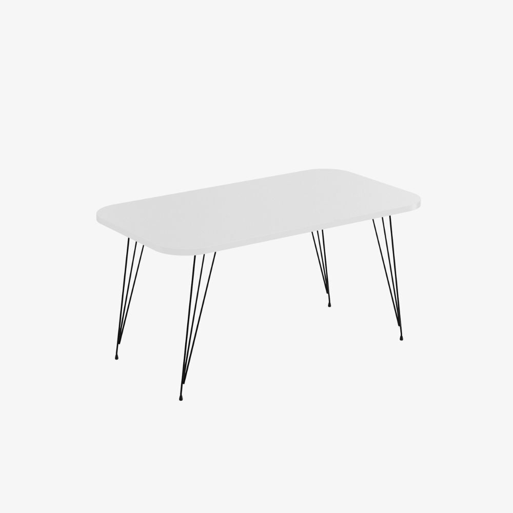 Toscohome Tavolino rettangolare 90x50cm colore bianco e gambe nere - Reeta