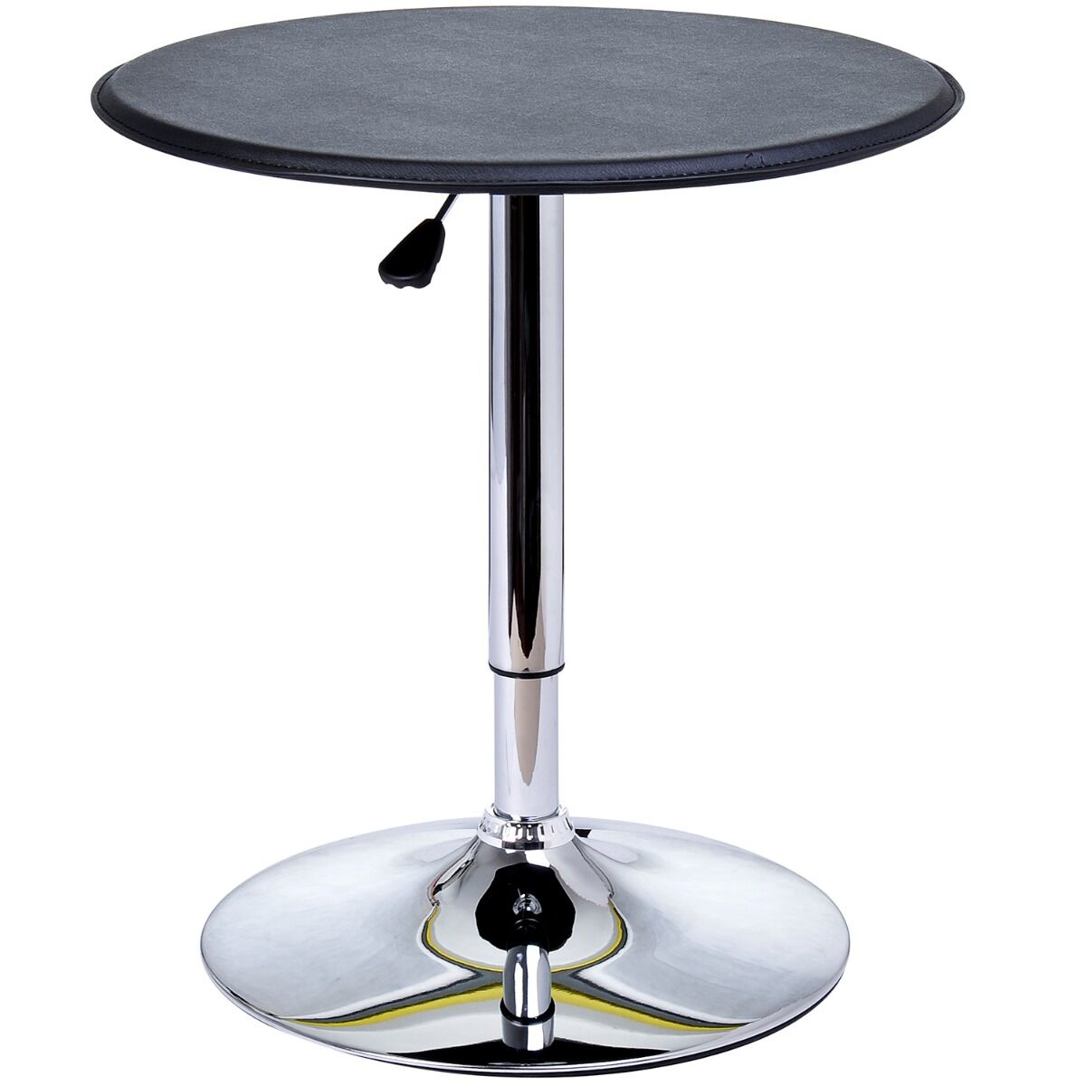 Homcom Tavolino da Bar Cromato, Tavolo Rotondo Regolabile in Altezza con Sistema Lift Up, Piano Rotondo Girevole 360° Φ63x67-93cm