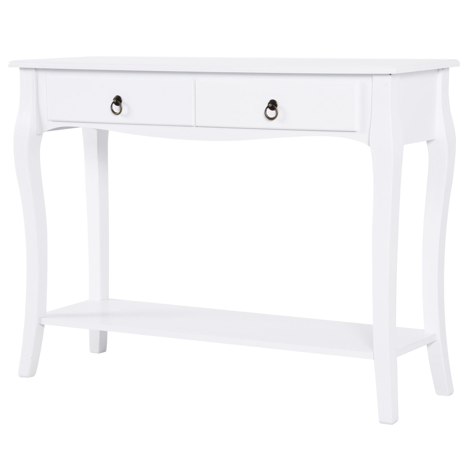 Homcom Tavolo Consolle per Ingresso con 2 Cassetti, Mobile Ingresso tavolo da ingresso, Bianco, 100x33x76cm