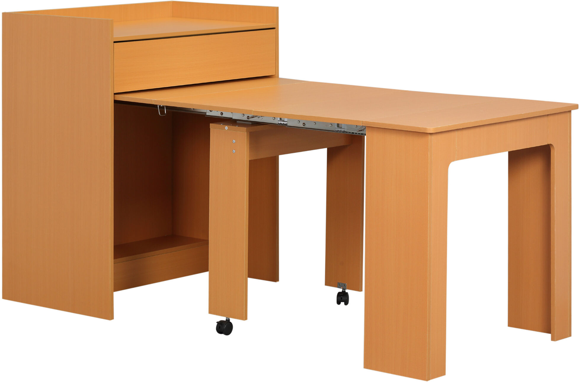 Homcom Tavolo Pieghevole da Pranzo max 5 Persone in Truciolato e Acciaio, 84x180x100 cm, color Legno