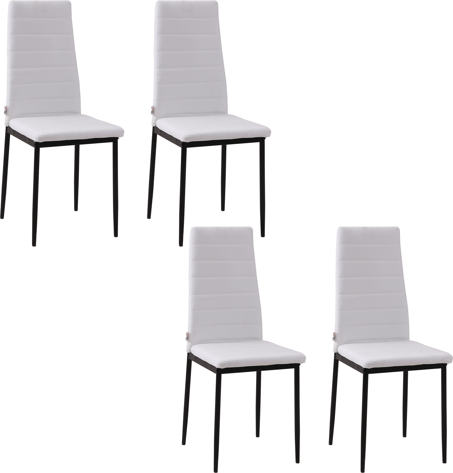 Homcom Set 4 Sedie Imbottite per Soggiorno o Sala da Pranzo, Sedie Sala da Pranzo Moderne in Metallo e Tessuto Bianco