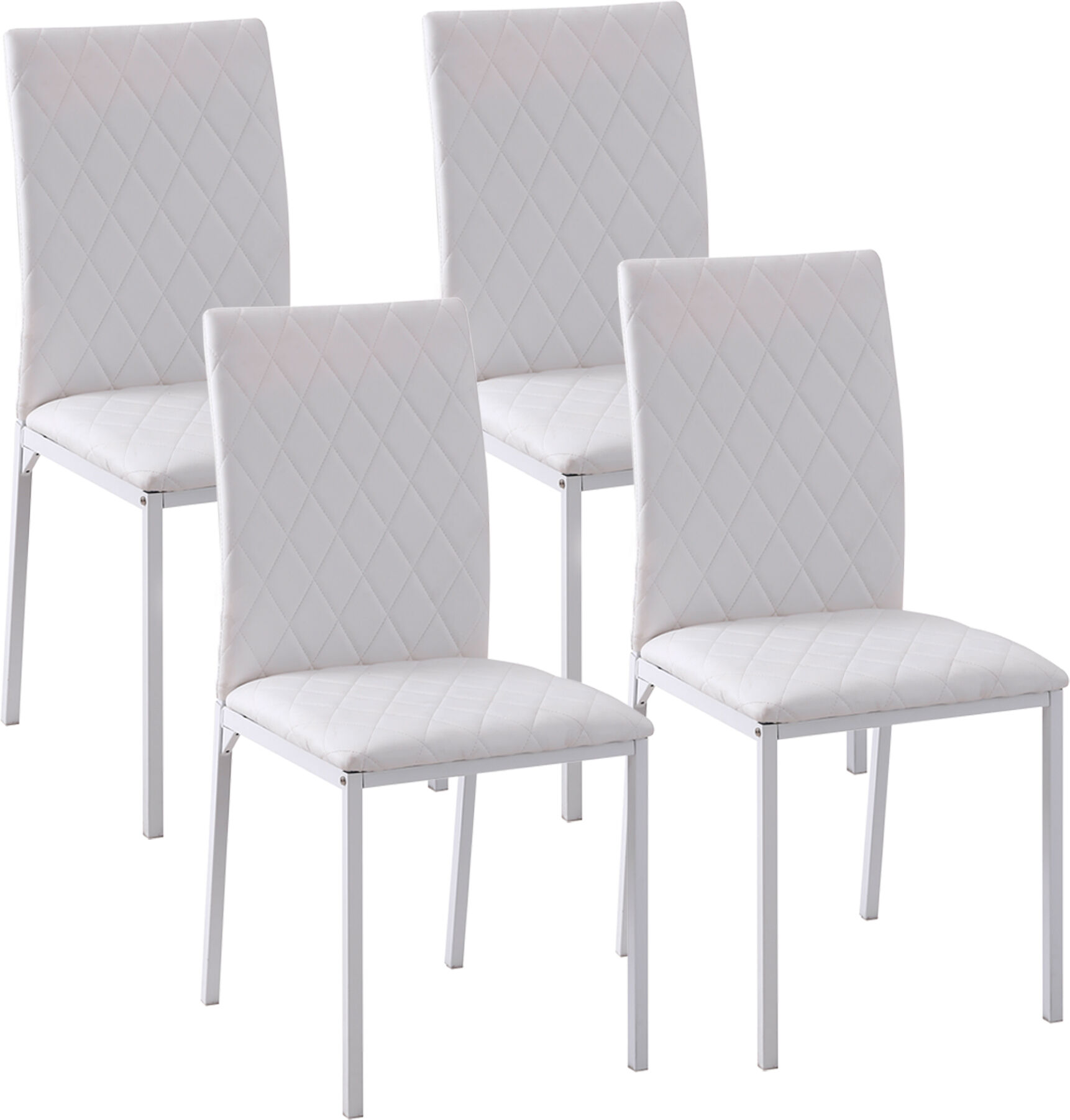 Homcom Set 4 Sedie Imbottite per Sala da Pranzo con Rivestimento in Similpelle, 41x50x91cm - Bianco