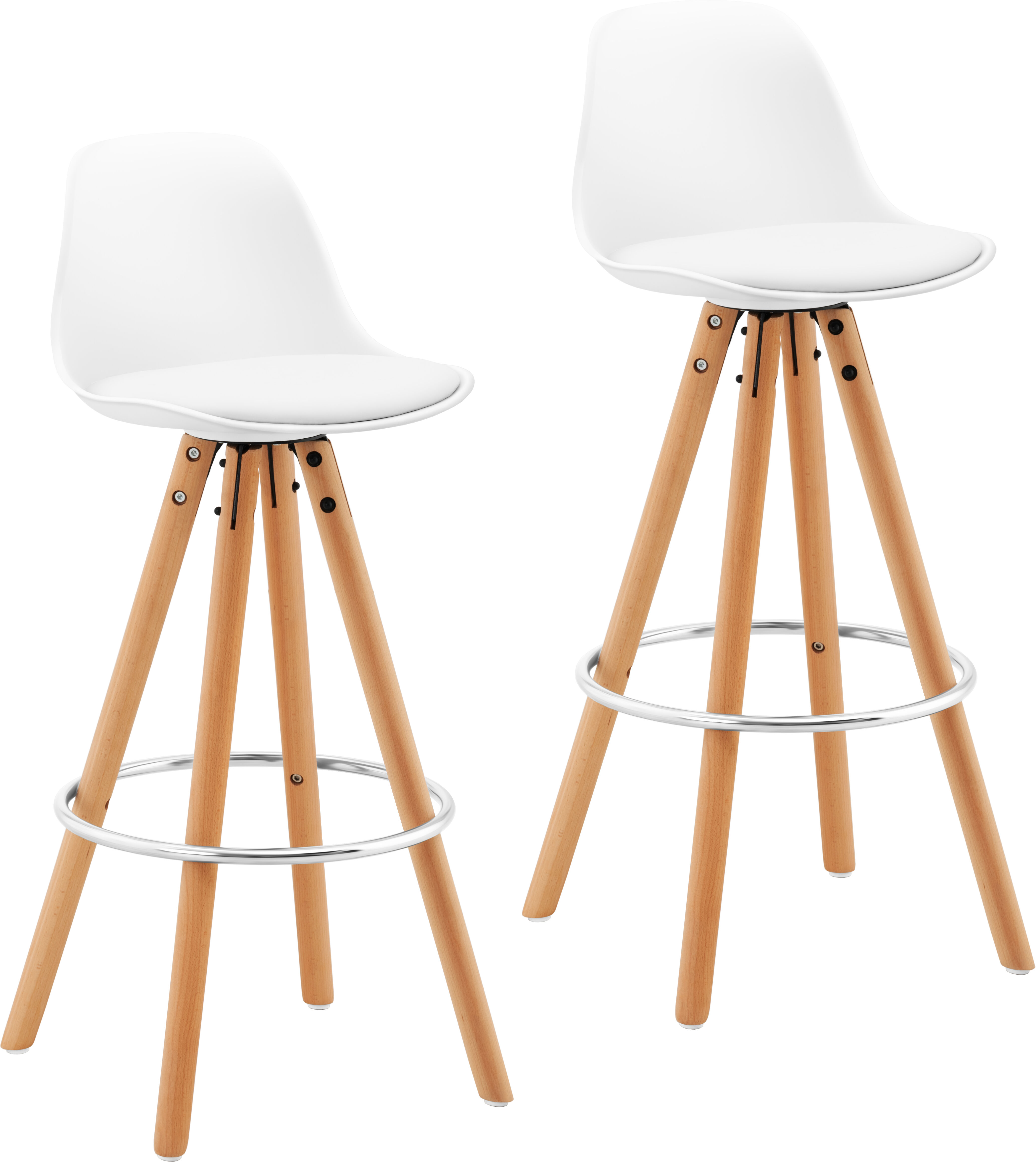 Fromm & Starck Sgabello da bar alto con schienale - Set da 2 - Gambe in legno - Bianco STAR_SEAT_01