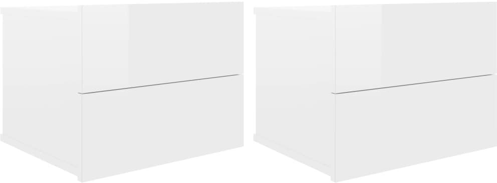 vidaXL Comodini 2 pz Bianco Lucido 40x30x30 cm in Legno Multistrato