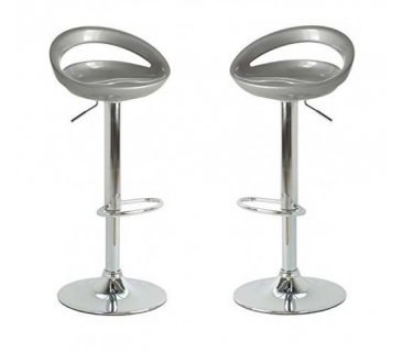 Arredo Casa Facile Coppia 2 Sgabelli Abs Silver - Design - Bar - Cucina - Ristorante - Casa - Soggiorno