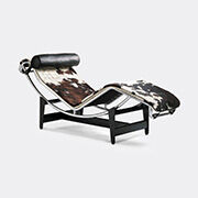 Cassina '4 Chaise Longue À Reglage Continu', Black And White Hairyskin