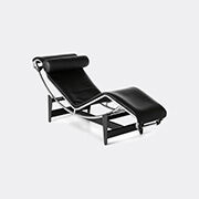 Cassina '4 Chaise Longue À Reglage Continu', Black Leather