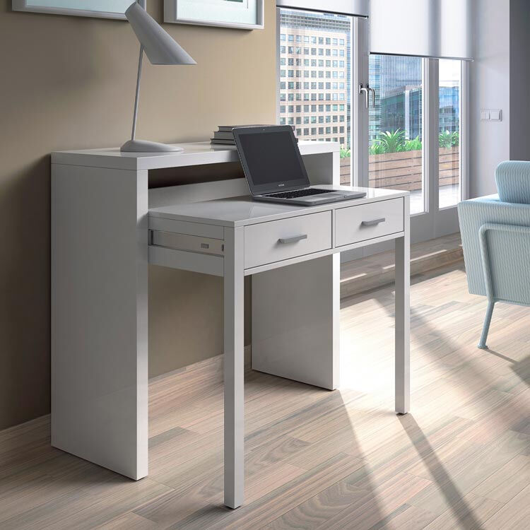 garneroarredamenti Scrivania consolle ingresso moderna 36/66cm bianco opaco Anastasia