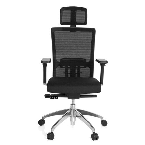 hjh OFFICE ASTRA LUX tessuto/mesh - Sedia da ufficio professionale Nero