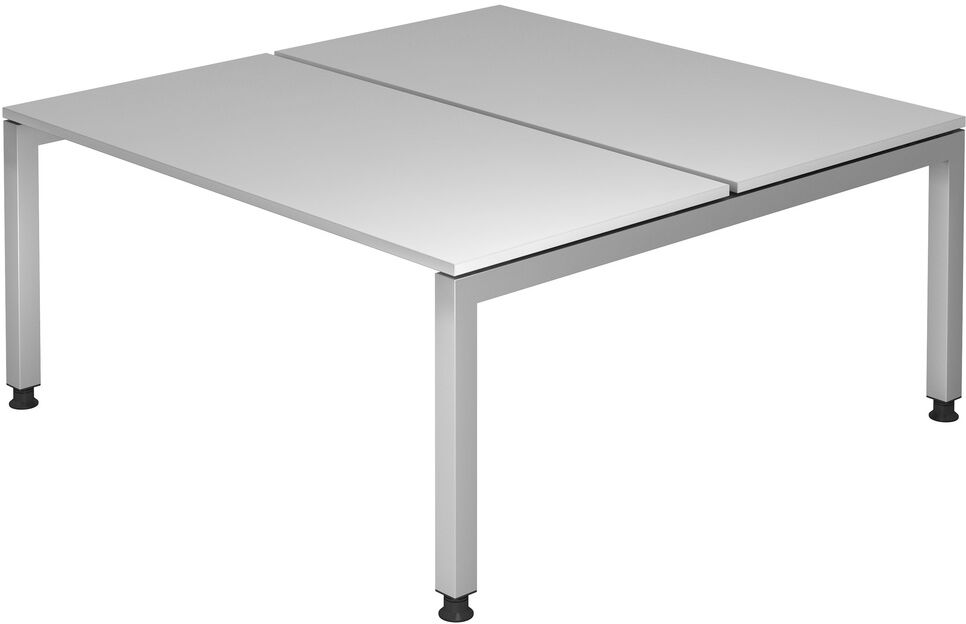 hjh OFFICE PRO JAVA D 16 S   Scrivania doppia - Grigio regolabile in altezza 160 x 162,5