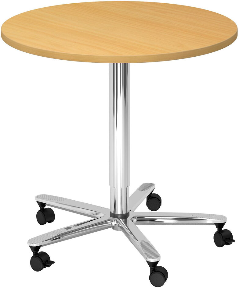 hjh OFFICE PRO BISTRO 80R C - Sistema tavolo da conferenza Faggio cromo Ø 80