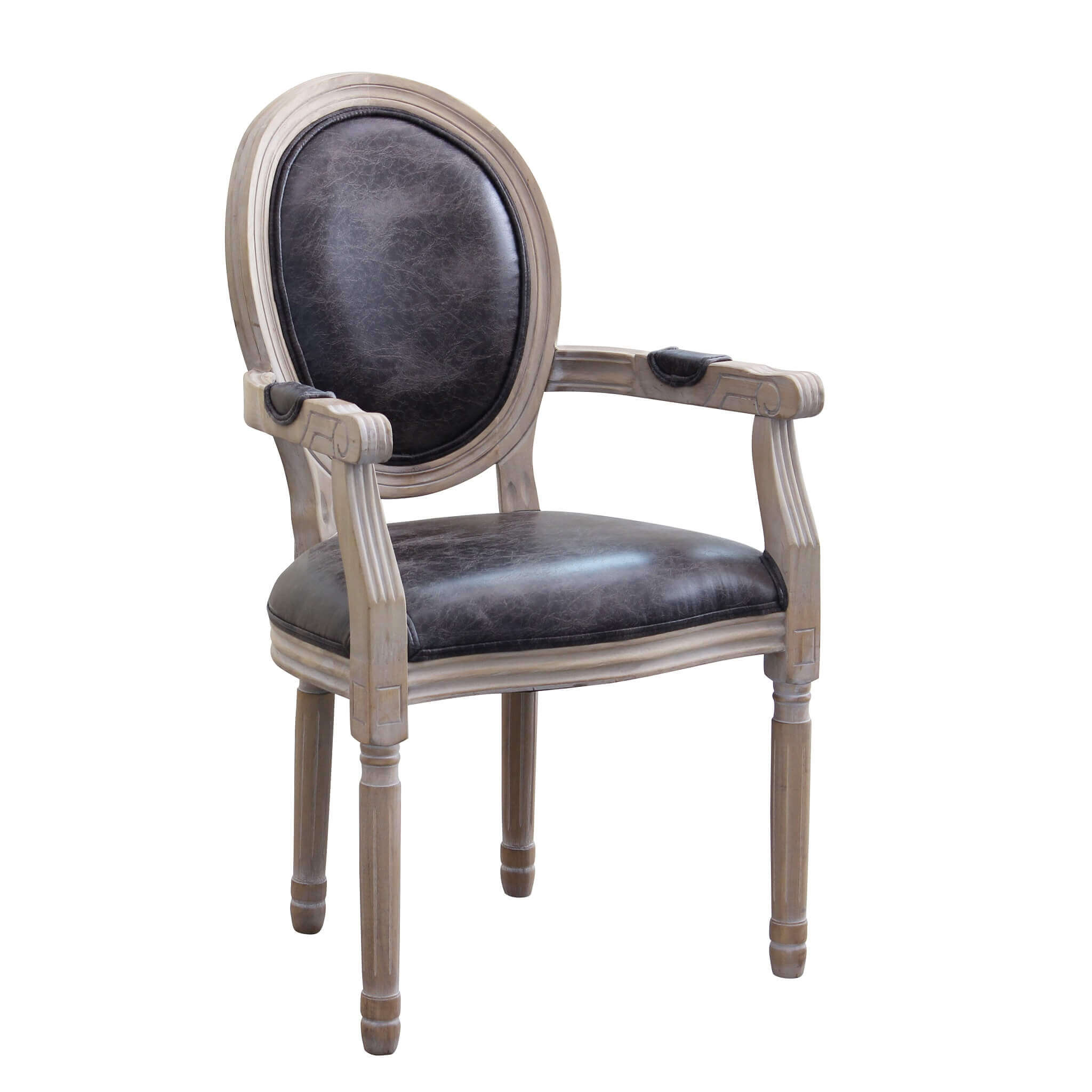 Milani Home sedia vintage in ecopelle di design inglese per salotto moderno Nero 46 x 96 x 55 cm