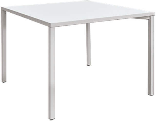 Milani Home tavolo da pranzo quadrato di design moderno industrial cm 55 x 55 x 45 h Bianco x x cm