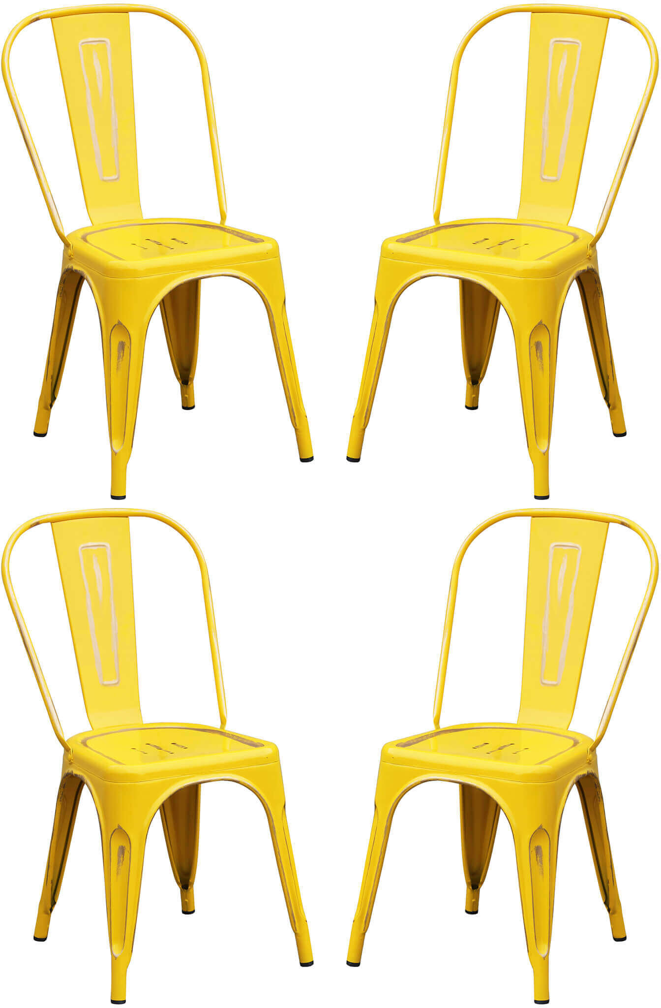 Milani Home Set Di 4 Sedie In Metallo Di Design Moderno Industrial Vintage Per Sala Da Pran Giallo 35 x 85 x 45 cm