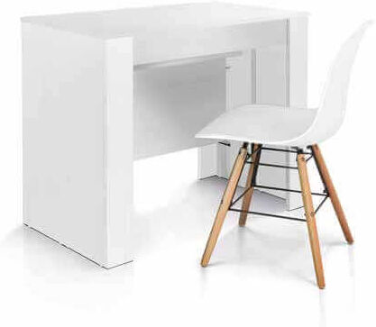 Milani Home Tavolo Consolle Da Pranzo Allungabile Bianco Moderno Di Design , Cm 90x50/95/14 Bianco 90 x 75 x 50 cm