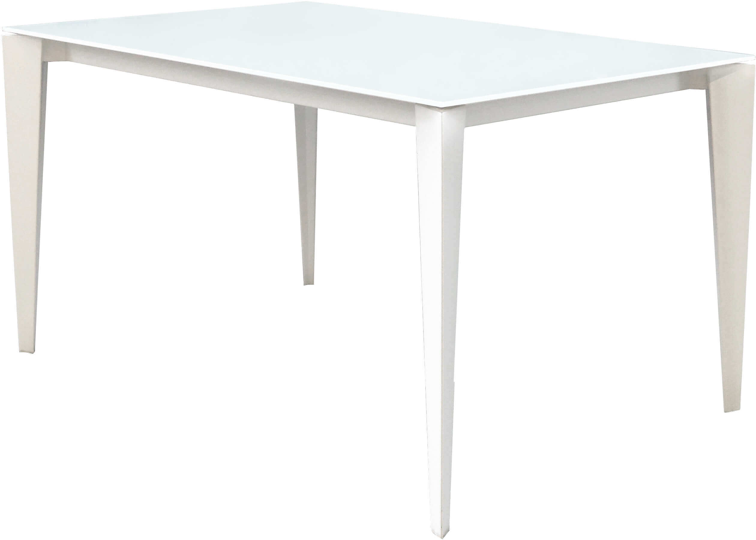 Milani Home Tavolo Da Pranzo Moderno Di Design Allungabile Cm 90x140/180/220 Bianco Con Pia Trasparente 140 x 75 x 90 cm