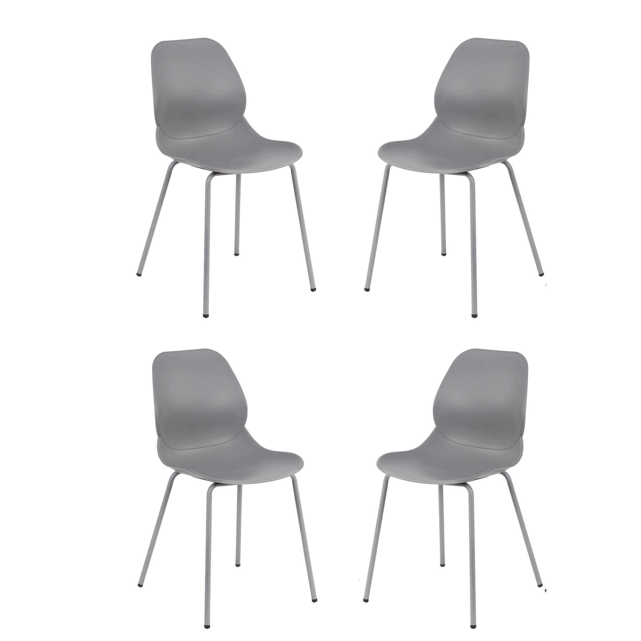 Milani Home Set Di 4 Sedie Per Sala Da Pranzo In Plastica Polipropilene Alta Resistenza Qua Grigio 46 x 84 x 54 cm