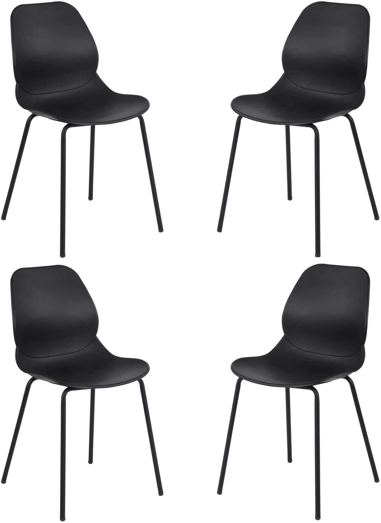 Milani Home Set Di 4 Sedie Per Sala Da Pranzo In Plastica Polipropilene Alta Resistenza Qua Nero 46 x 84 x 54 cm