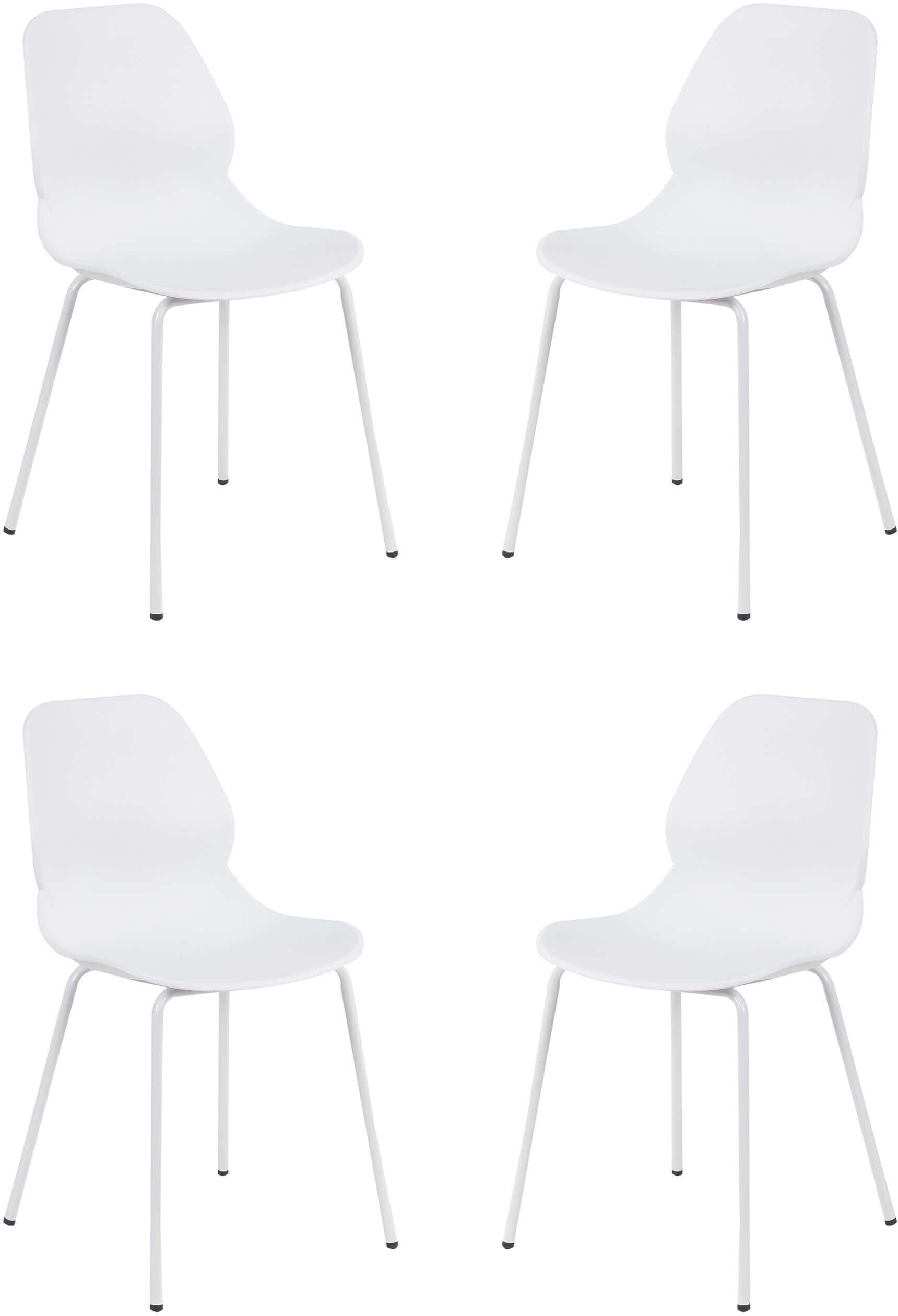 Milani Home Set Di 4 Sedie Per Sala Da Pranzo In Plastica Polipropilene Alta Resistenza Qua Bianco 46 x 84 x 54 cm