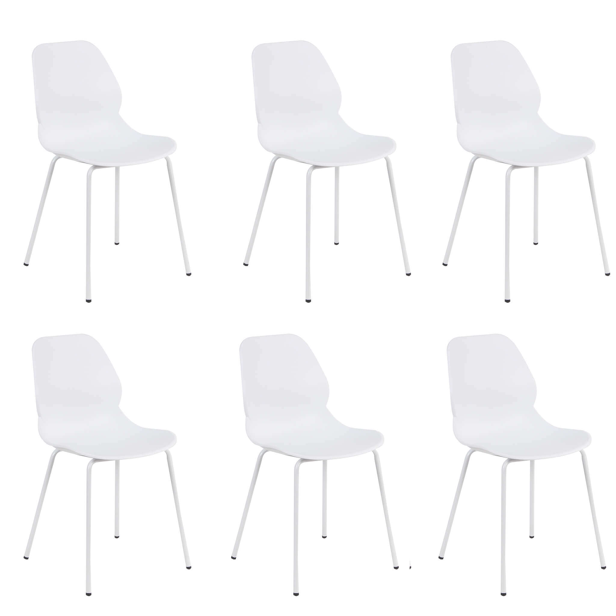 Milani Home Set Di 6 Sedie Per Sala Da Pranzo In Plastica Polipropilene Alta Resistenza Qua Bianco 46 x 84 x 54 cm