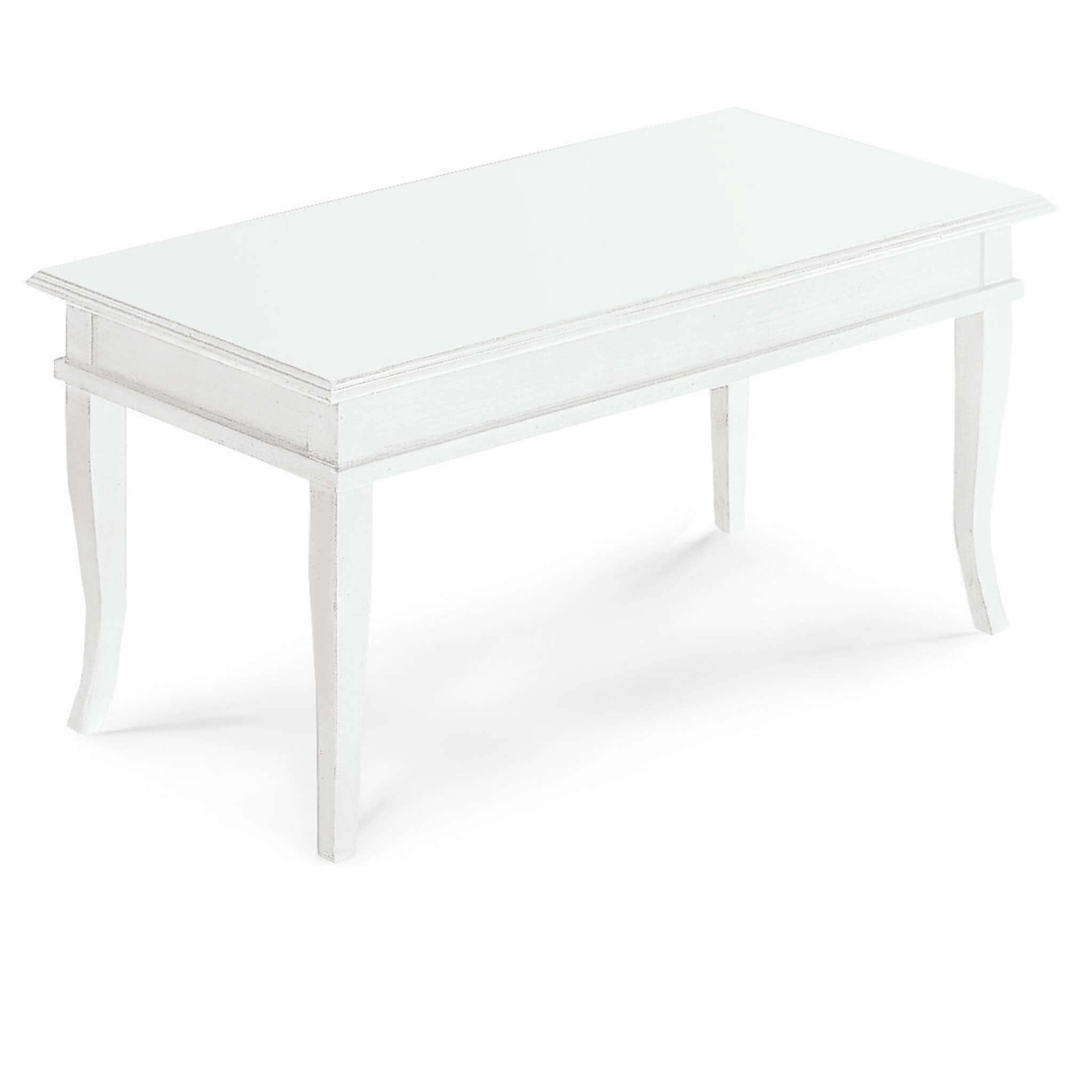 Milani Home Tavolino Bacheca In Legno Massello Piano In Legno 100x50 Bianco 100 x 45 x 50 cm