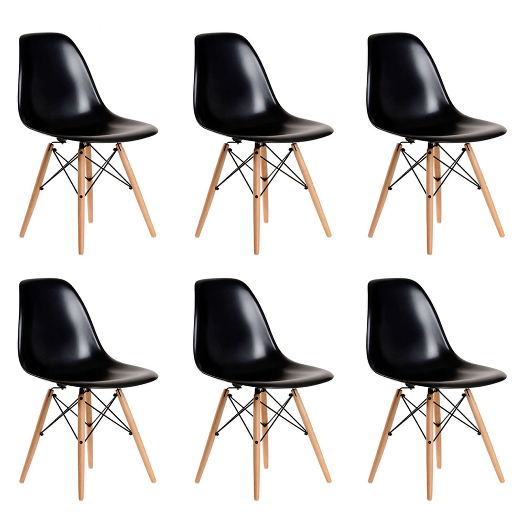 Milani Home Set Di 6 Sedie Di Design Moderne In Abs Nero Struttura In Metallo Verniciato Ne Nero 53 x 82 x 47 cm