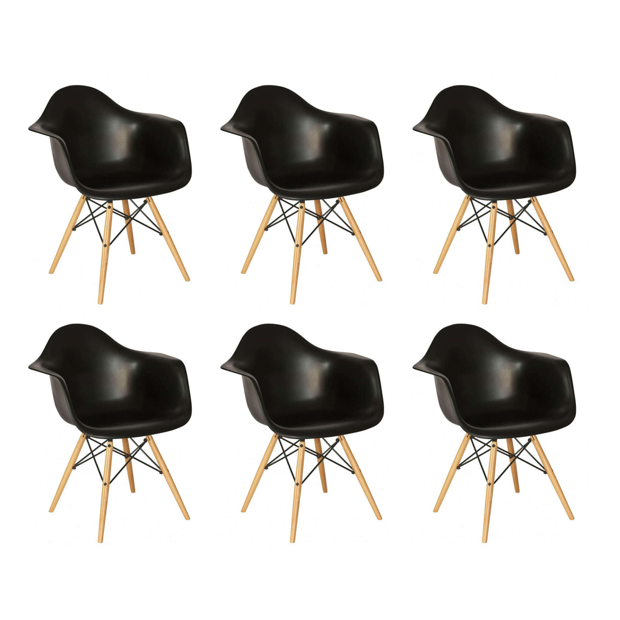 Milani Home Set Di 6 Poltrone Di Design Moderne In Abs Nero Struttura In Metallo Verniciato Nero 62.5 x 81 x 62 cm