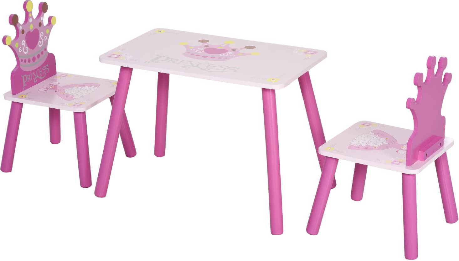 dechome 31d015 set tavolo e 2 sedie per bambini 3-8 anni disegno principessa forma corona - 31d015