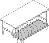 ratioform Tavolo da imb. System, mensola lunga, 4 ruote sterz., 1600 x 600 x 690 mm, nero