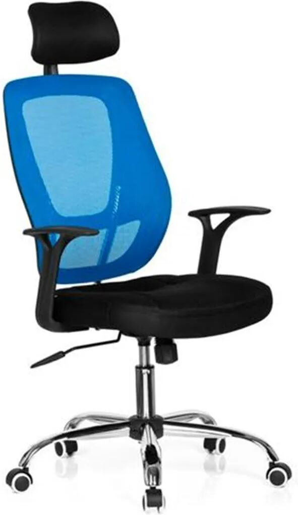 hjh sedia ergonomica calista, tessuto traspirante, telaio in metallo, in blu