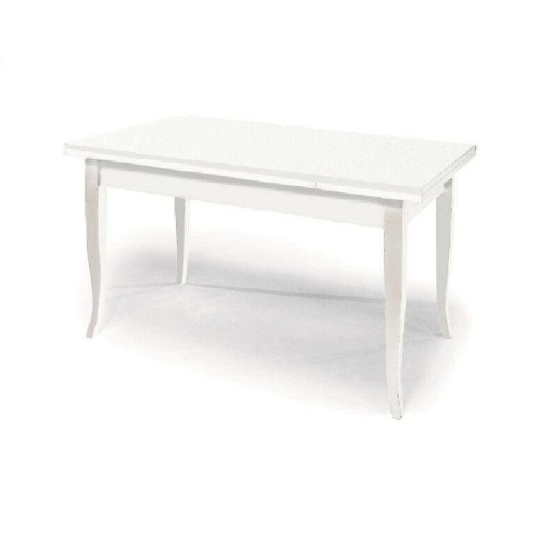 Tavolo allungabile classico in legno massello bianco 180 x 90