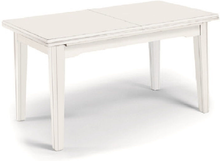 Tavolo pranzo allungabile in legno massello bianco opaco 160x85 cm