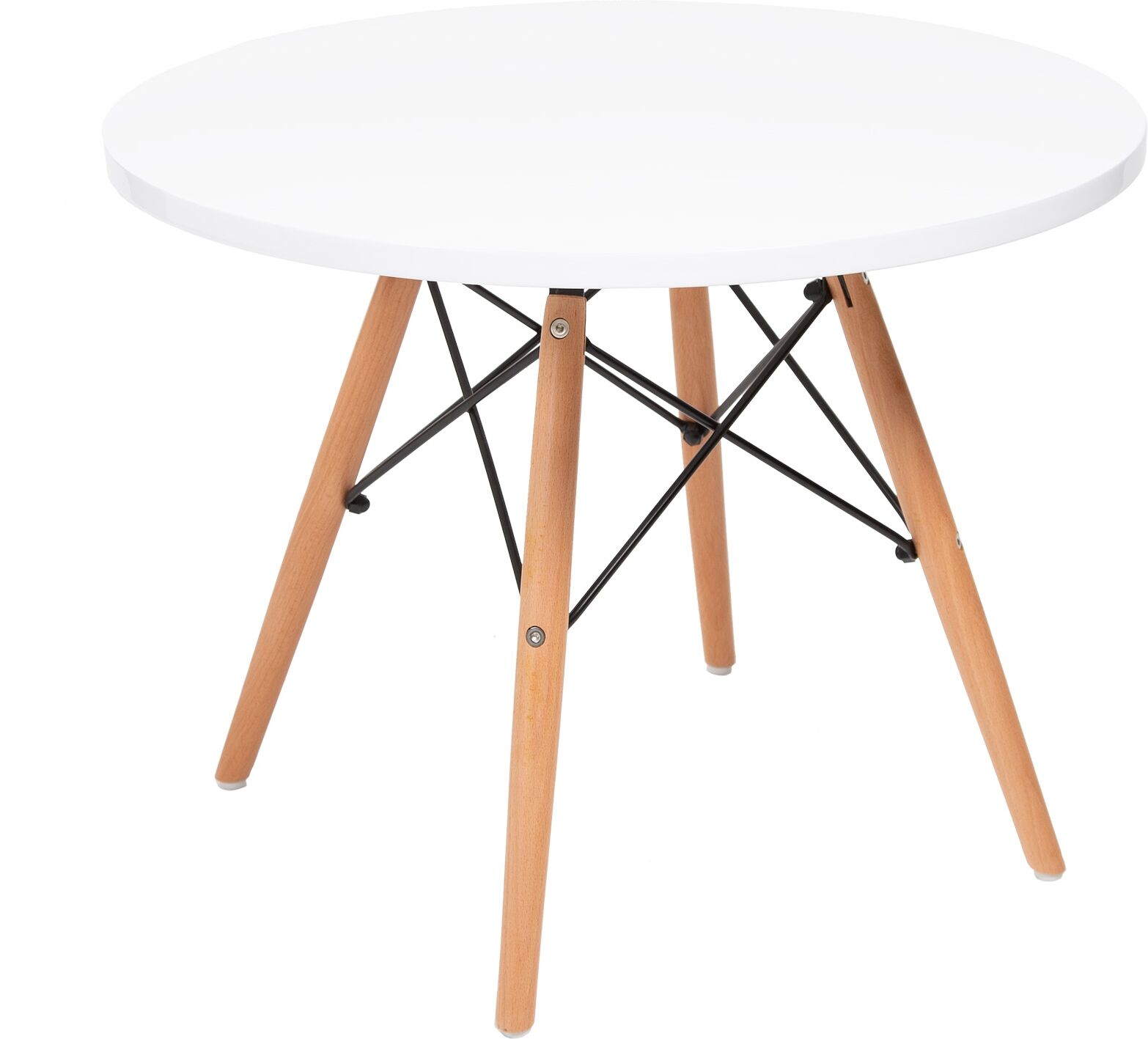 domini kindertafel CTR junior rond wit - Dia:60CM H:46,5CM - Hout onderstel Houten blad