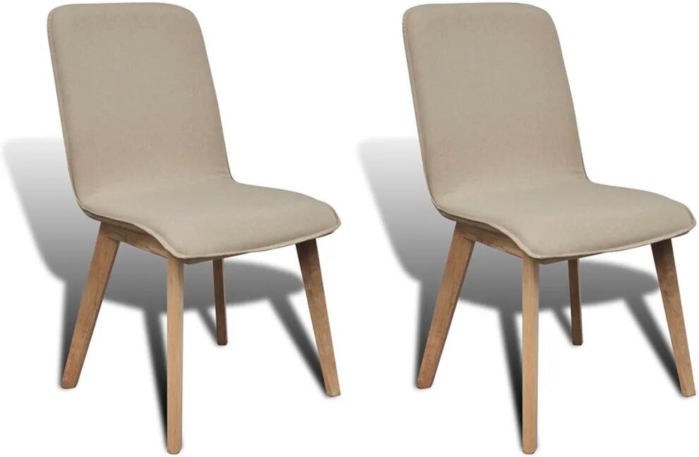 vidaXL Eetkamerstoelen 2 st stof en massief eikenhout beige