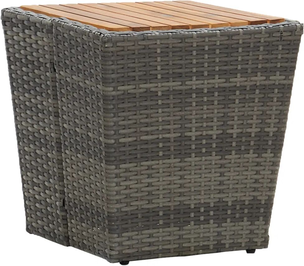 vidaXL Theetafel 41,5x41,5x43 cm poly rattan massief acaciahout grijs