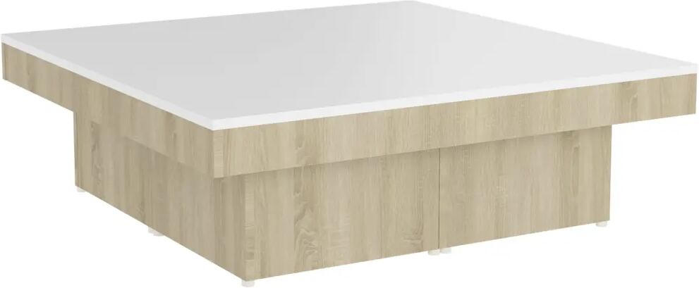 vidaXL Salontafelset 90x90x28 cm spaanplaat wit sonoma eikenkleurig