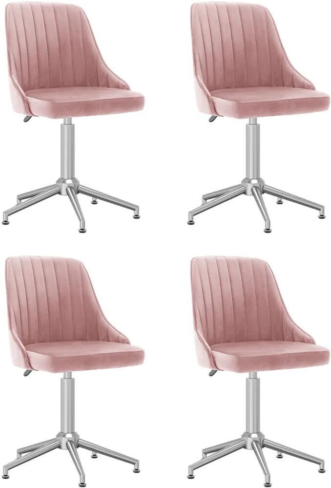 vidaXL Eetkamerstoelen draaibaar 4 st fluweel roze